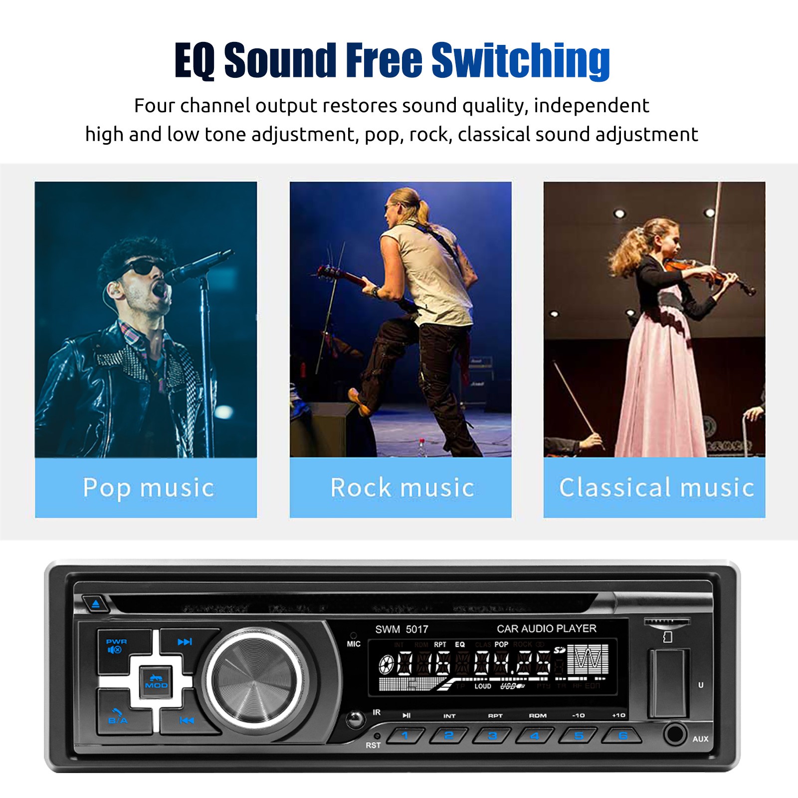 Single Din Car Stereo CD DVD Radio Bluetooth USB SD AUX Player MP3 FM Head Unit