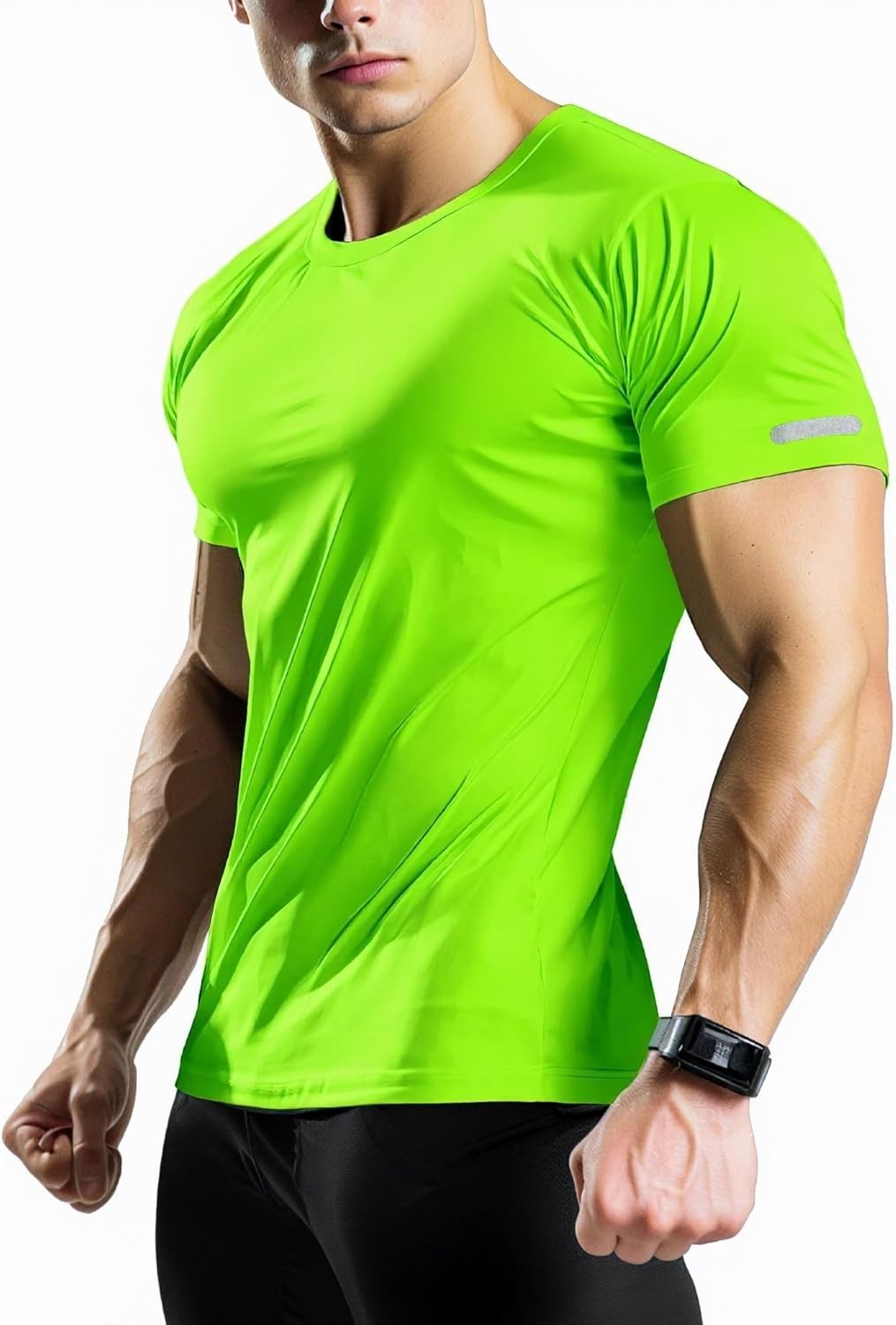 Mens Workout Shirts Fitted, Quick Dry Gym Tshirts Running Athletic Top Moisture