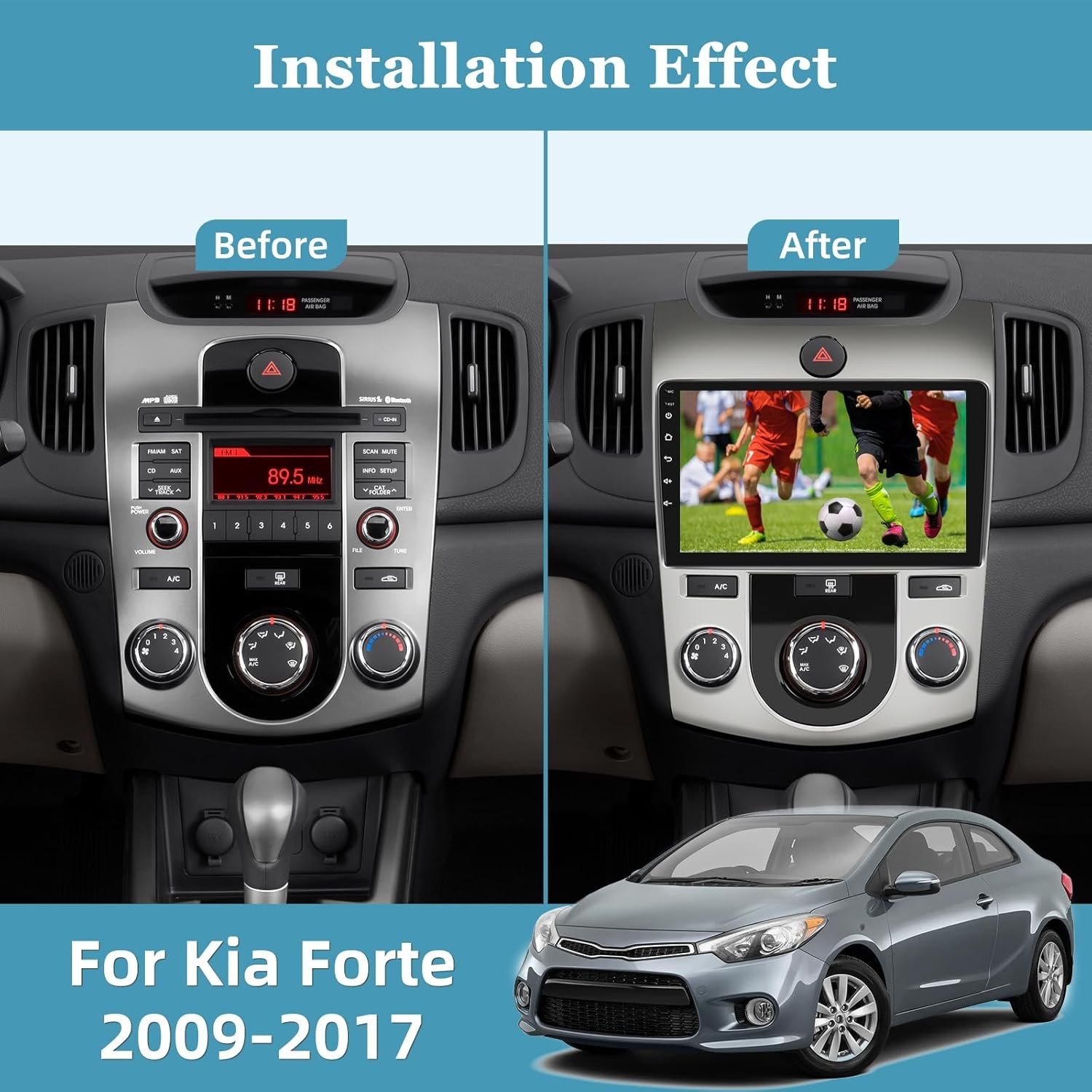 4+64G For KIA Forte 2010-2013 Car Stereo Radio Auto GPS Navi Carplay Screen