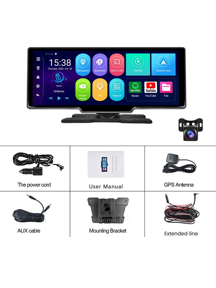 10.26″ Portable Bluetooth Car Navigation Wireless Carplay HD Large Touch Screen