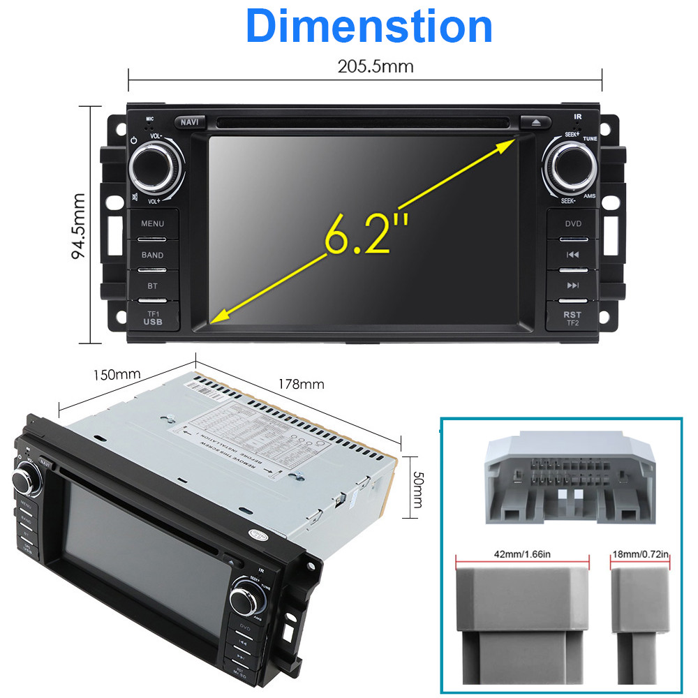 Car Radio Stereo CD DVD Player Carplay For Jeep Wrangler Compass Liberty Patriot