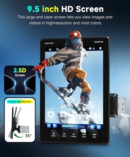9.5inch Single Din Touchscrren Car Stereo with Carplay Android Auto,1080P IPS