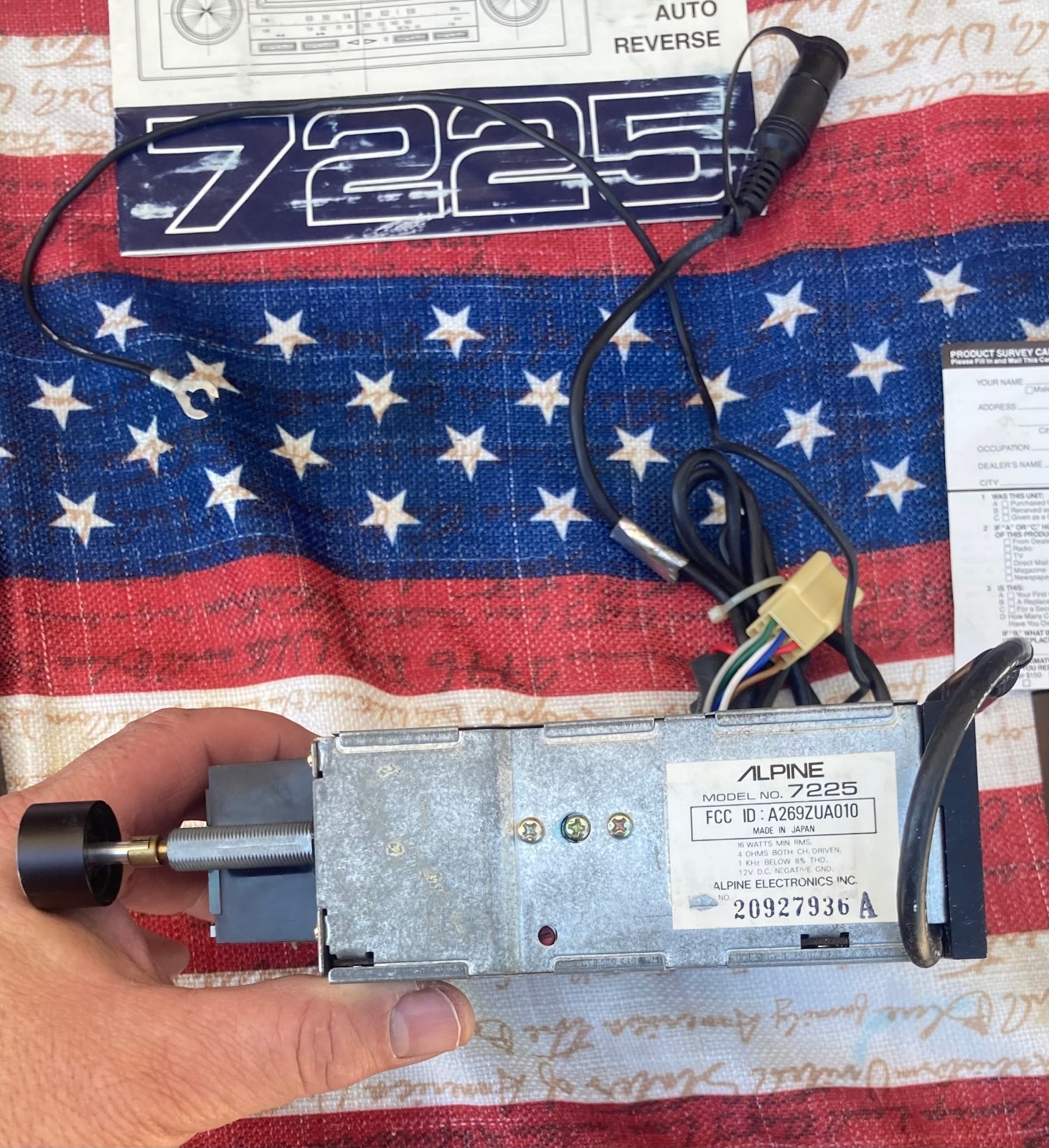 RARE! ALPINE 7225 OLD SCHOOL VINTAGE CAR STEREO CASSETTE TAPE MOUNTING HW MANUAL