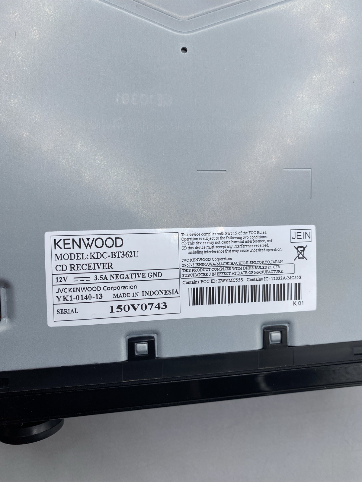 KENWOOD KDC-BT362U Bluetooth Untested Flaws Read