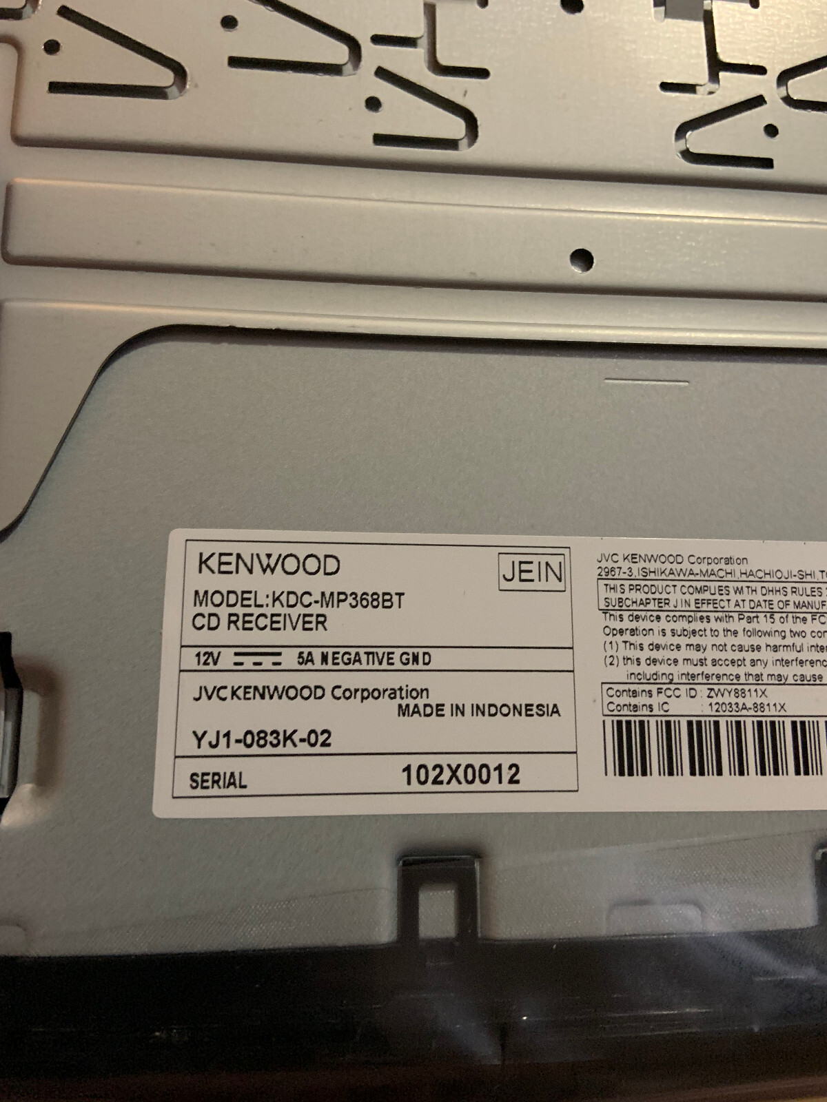Kenwood KDC-MP368BT Bluetooth CD Player Android iPhone MP3 AM FM Aux USB 22w RMS