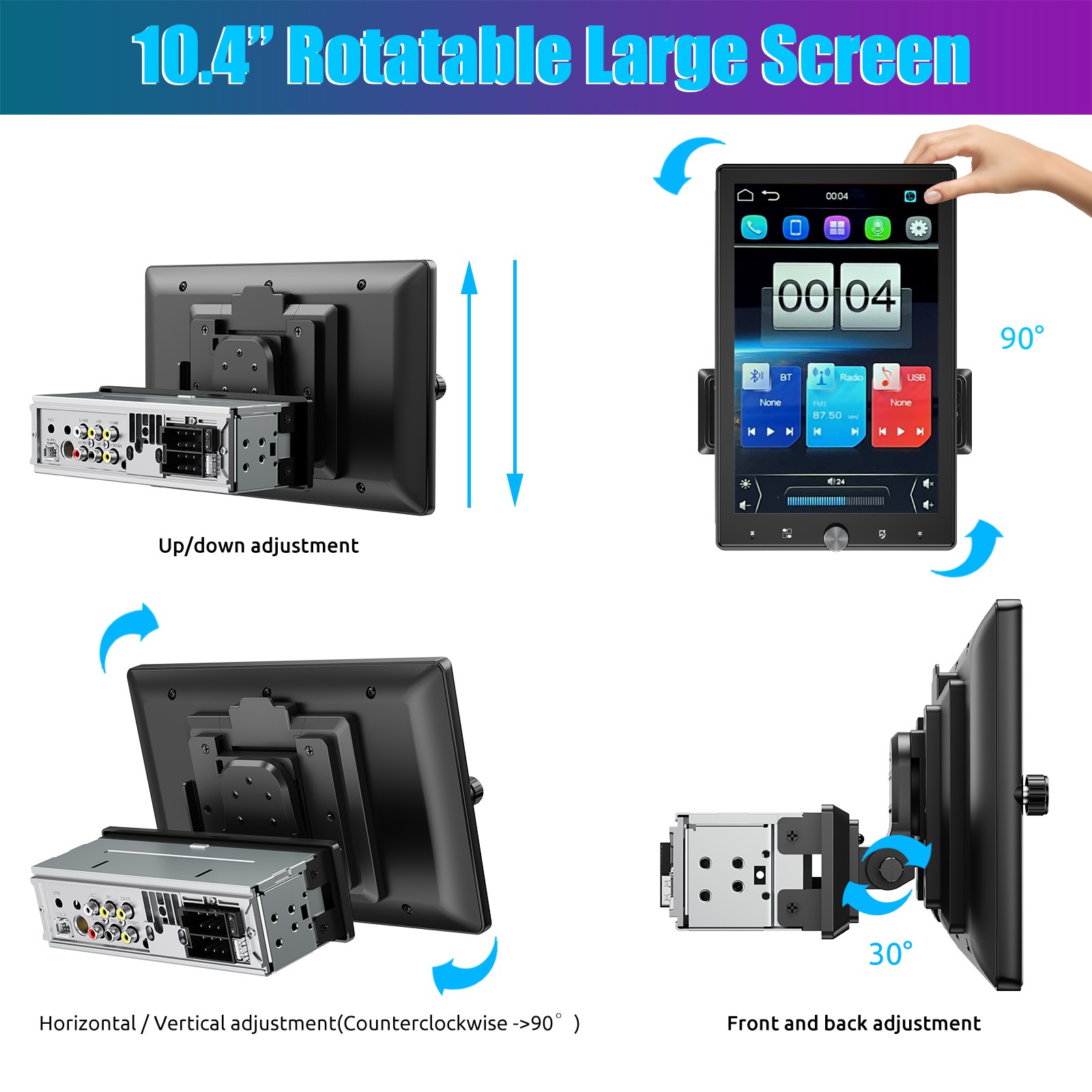Single 1 Din 6.86″ Car Stereo Radio Apple CarPlay Android 14 2+64G BT FM GPS USB