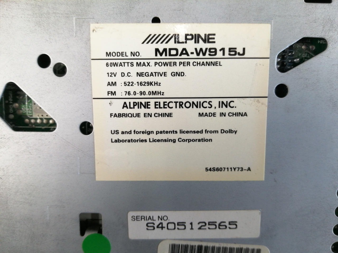 Alpine MDA-W915J CD MD Player Tested Working Used From JAPAN