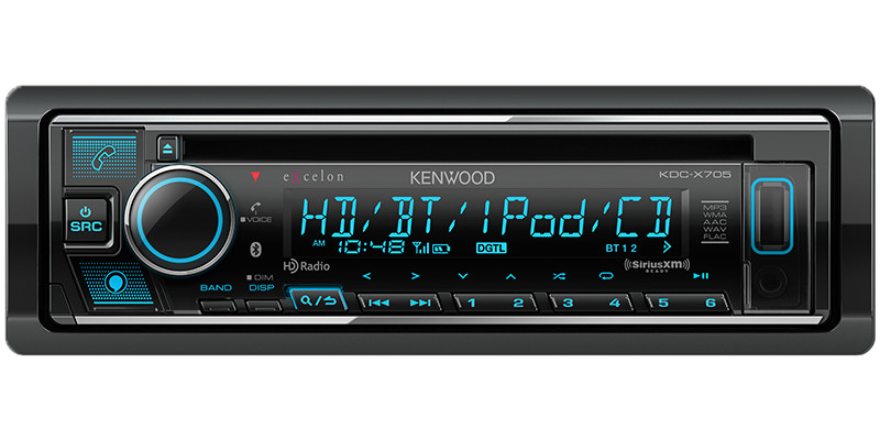 Kenwood eXcelon KDC-X705 Single DIN CD Receiver Bluetooth HD Radio Alexa USB