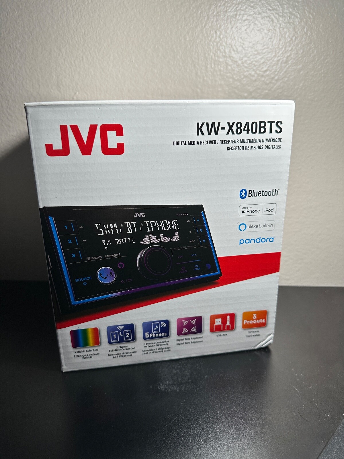 NEW JVC KW-X840BTS Bluetooth In-Dash Double-DIN Digital Media Receiver Black