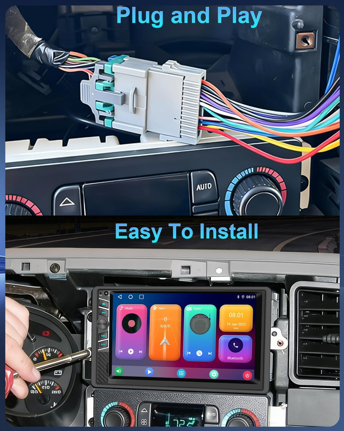 Android auto Carplay Car Stereo Radio For Chevy Silverado GMC Sierra 2003-2006