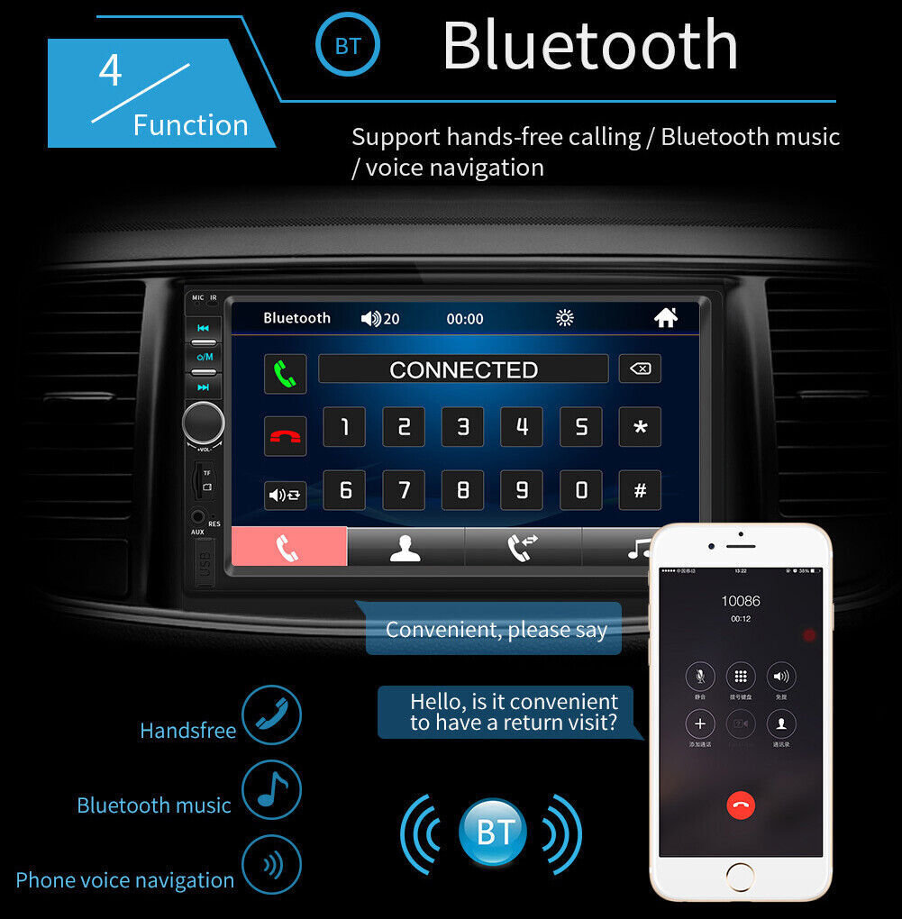 7” Car Stereo Radio Bluetooth Hands Free Calling 2DIN MP5 Player Screen Mirror*