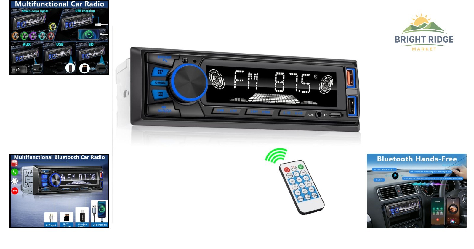 Bluetooth-enabled Car Stereo with 4.2 Channels & LED Color Customization