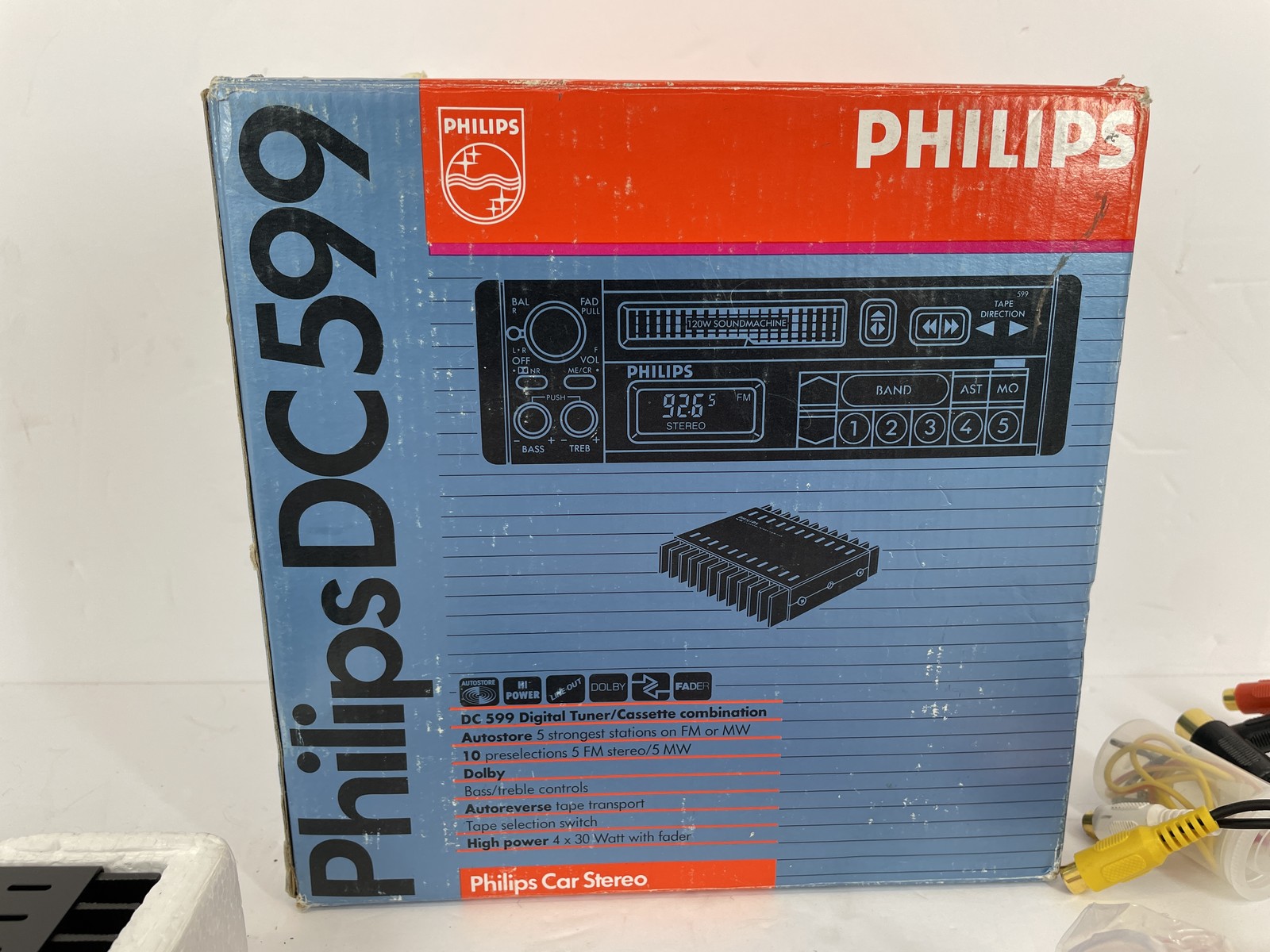 Vintage Philips DC599 Car Stereo Cassette Receiver with DP282 60W Amplifier NIB