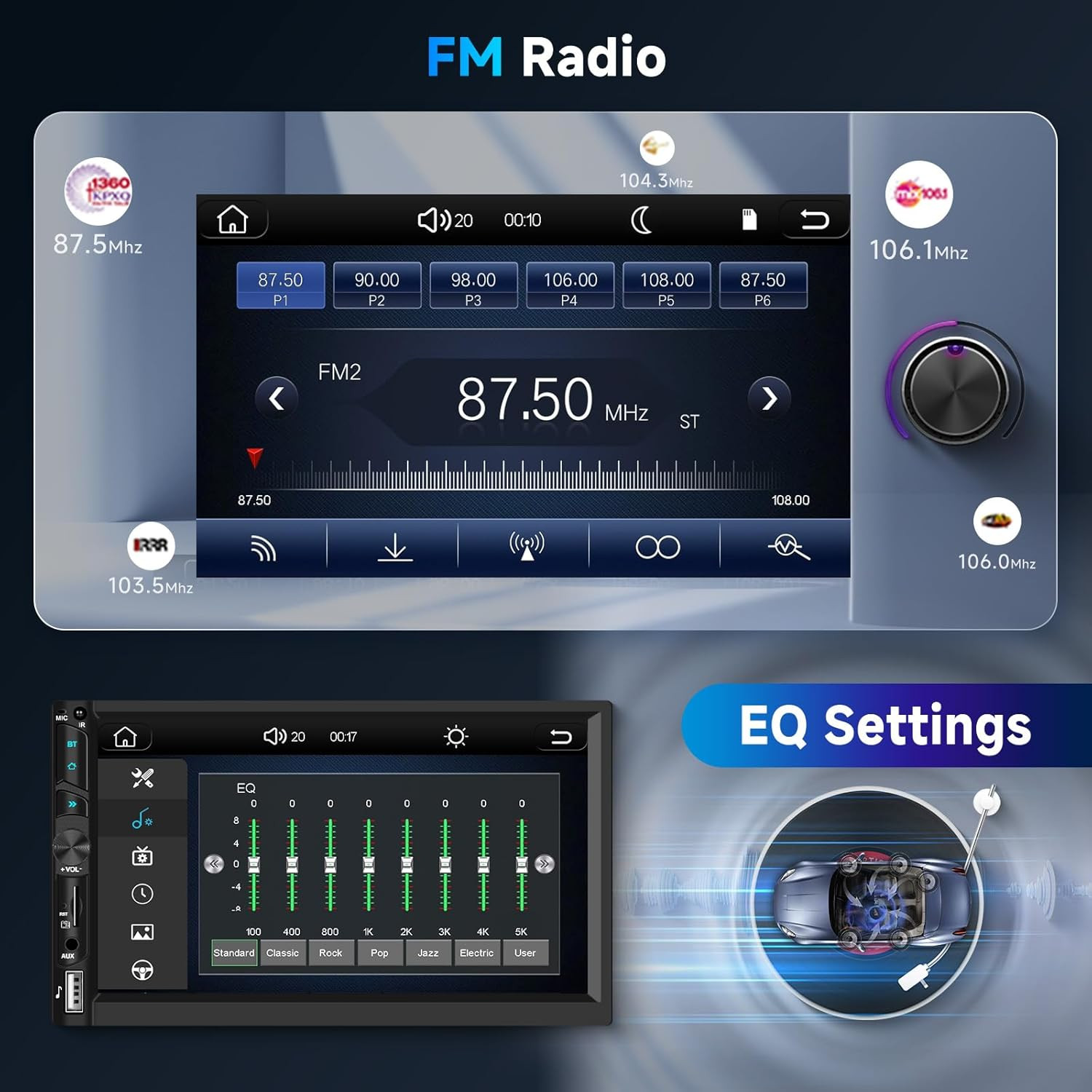 Wireless Double Din Car Stereo Carplay Radio, 7 Inch Anroid Auto Touch Screen Ra