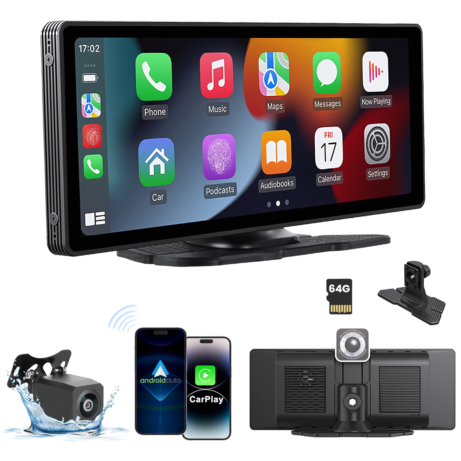 10.26 Inch Wireless Car Display Screen, Car Stereo Automobile Video Player