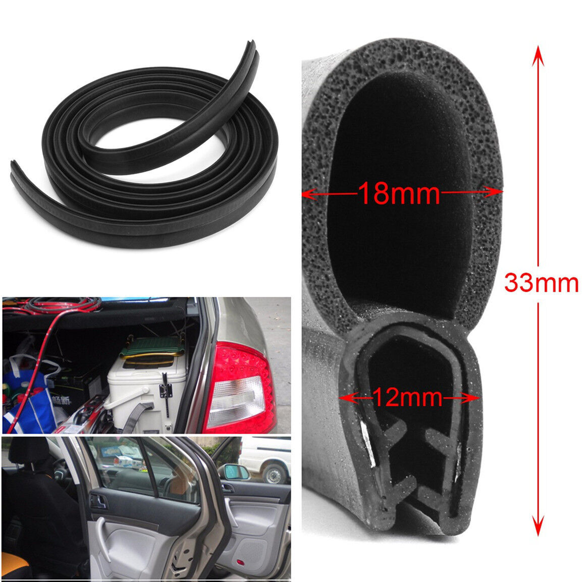 3M Car Door Black Rubber O U Channel Edge Edging Trim Seal Trunk Strip