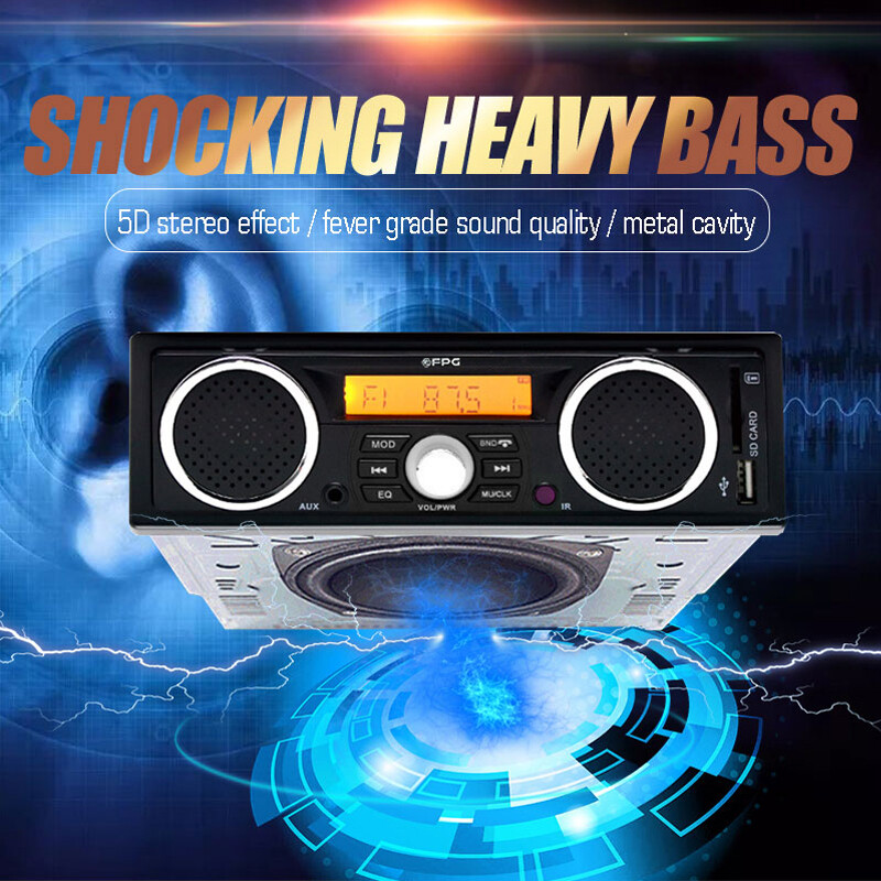 MP3 Audio Player USB/SD/AUX/FM Built-in 2 Speakers Bluetoot 12V 1 Din Car Radioh