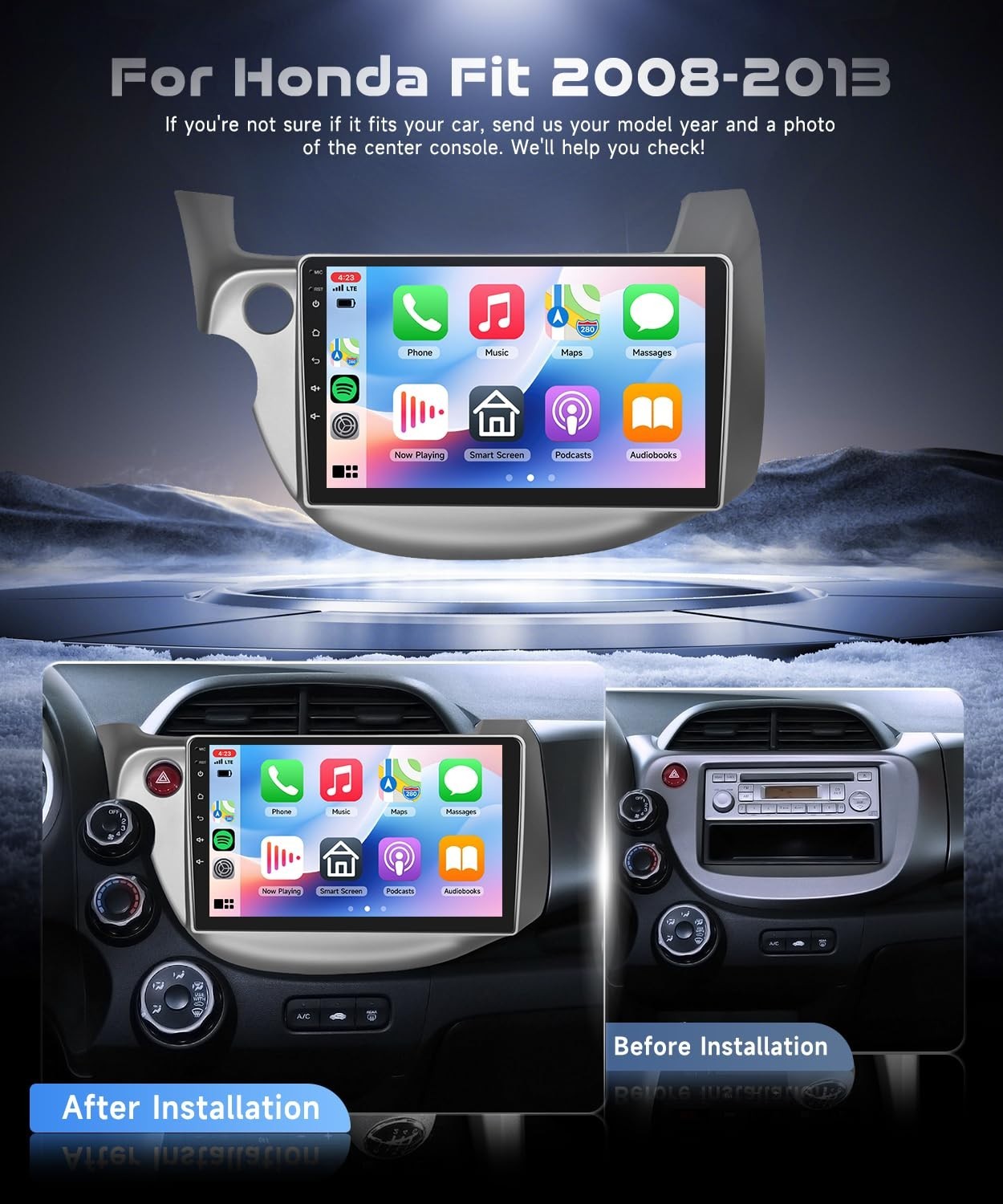 10.1″ Android 15 Car Stereo for Honda Fit 2008-2013, 4G+64G, Wireless CarPlay, G