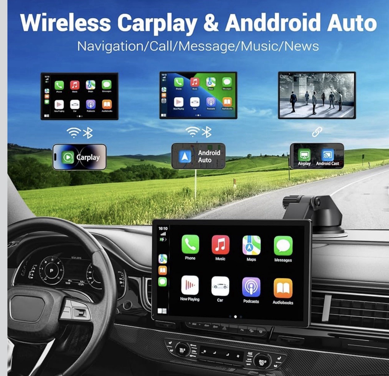 Q9S Digital Media Receiver Touchscreen Bluetooth Android Auto CarPlay USB Input