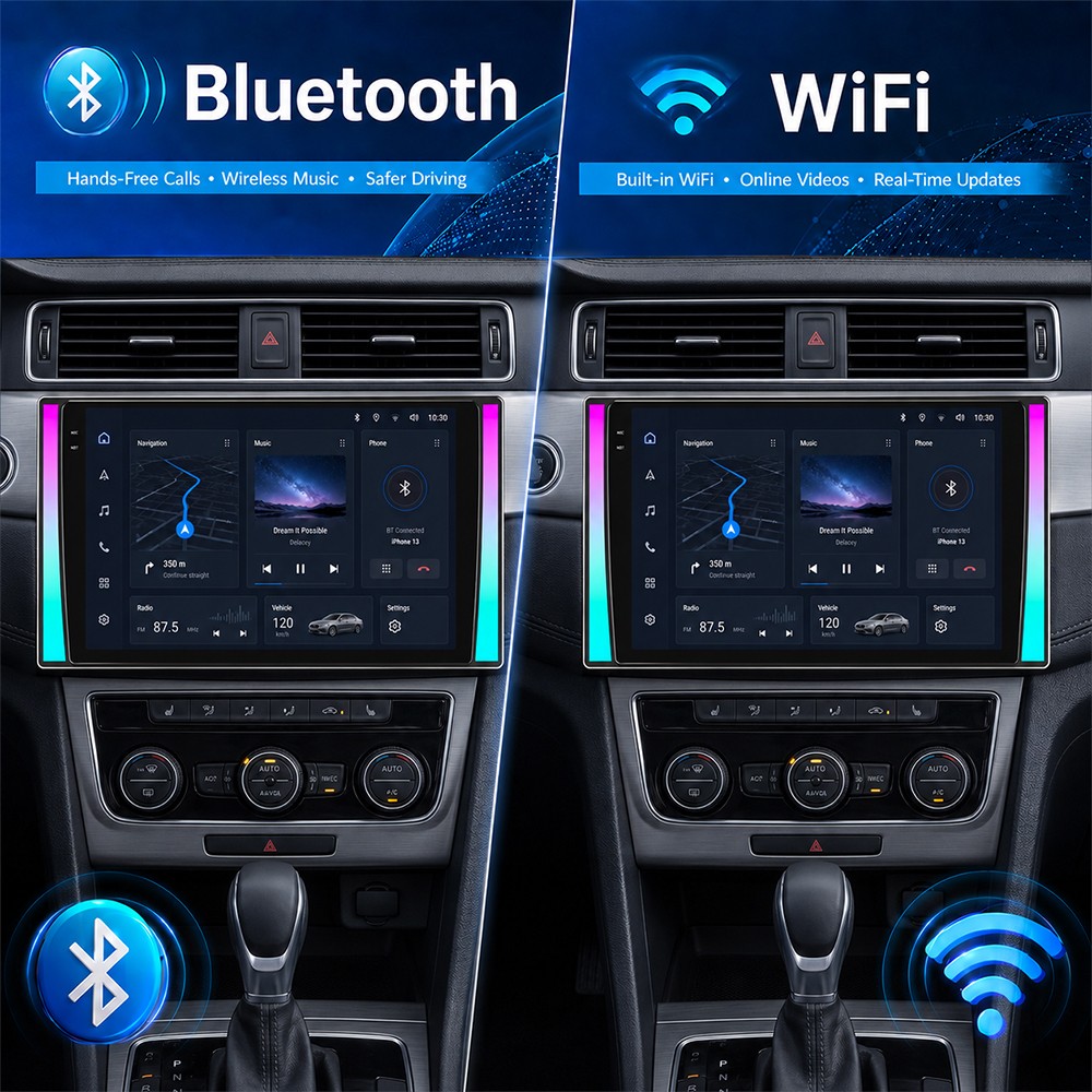 Double 2DIN 10.1” Android15 Car Stereo Radio GPS Navi SWC 5G WIFI FM Head Unit