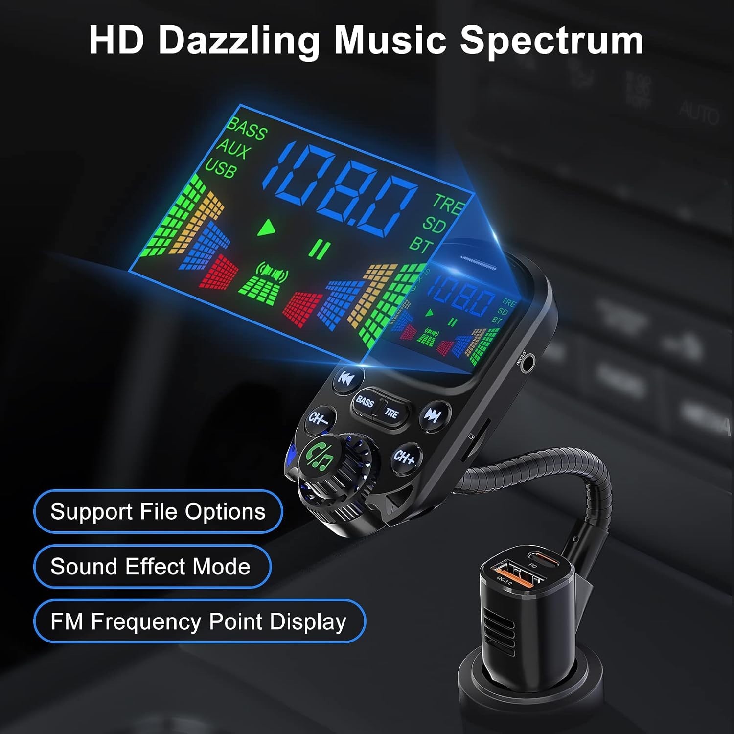 Transmisor De Audio FM Para Auto Bluetooth 5.3 USB Receptor Radio For Carro New