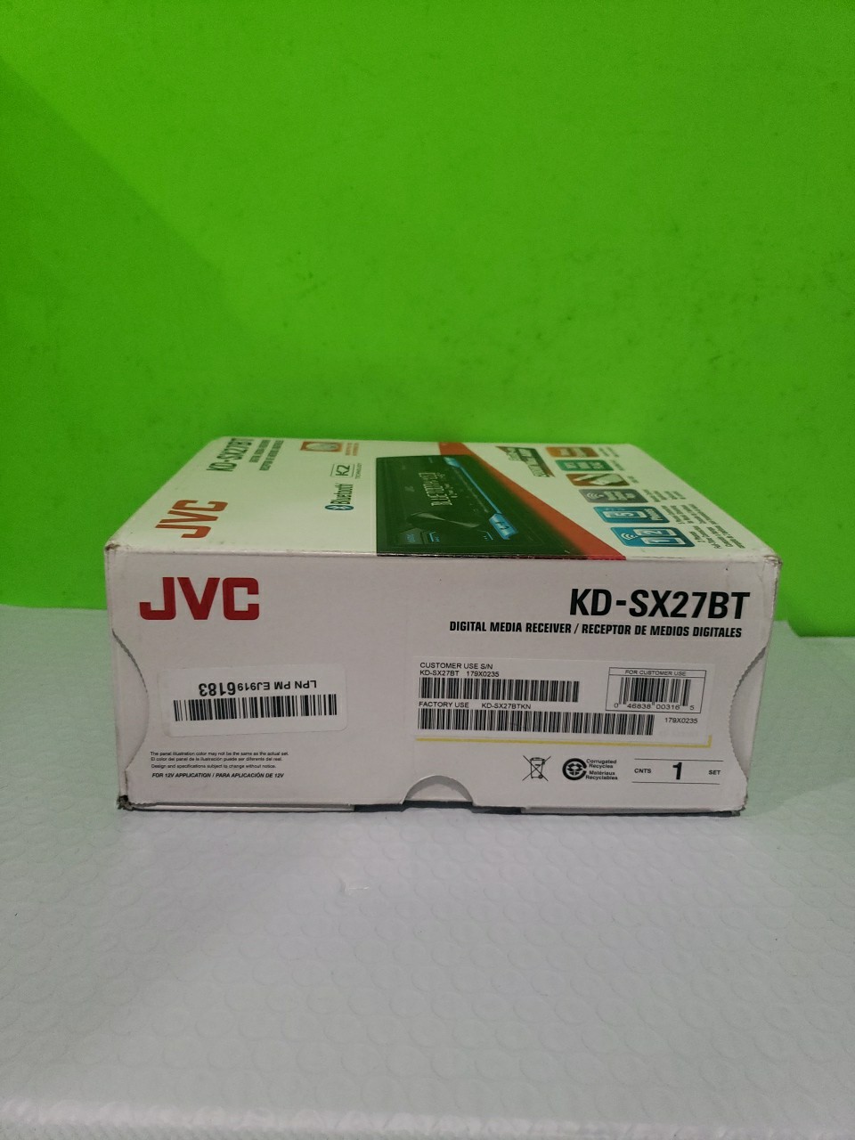 JVC KDSX27BT Car Stereo with Bluetooth 100W Digital Media Receiver 1.5A Open Box