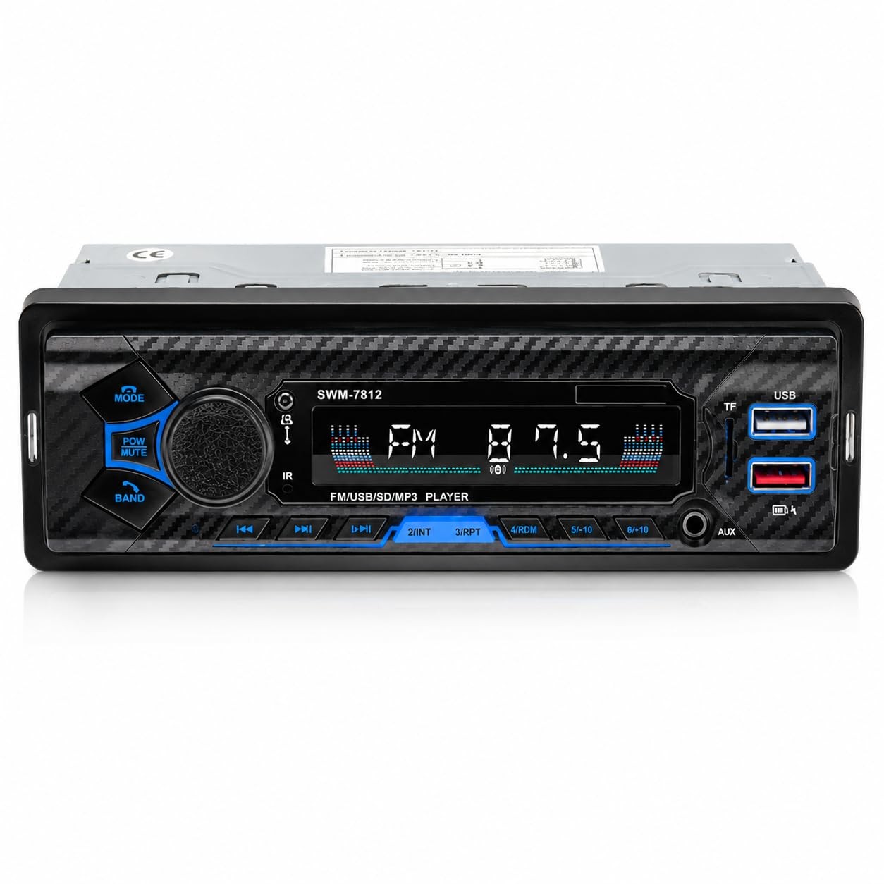 Single Din Car Radio Stereo Bluetooth AI Voice Steering Wheel Control FM USB