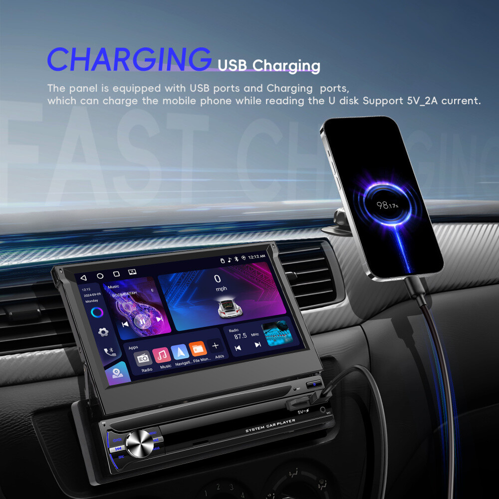 7” 4+64GB Android 15.0 Single 1 Din Car Stereo Radio GPS Navi WIFI FM RDS CAM