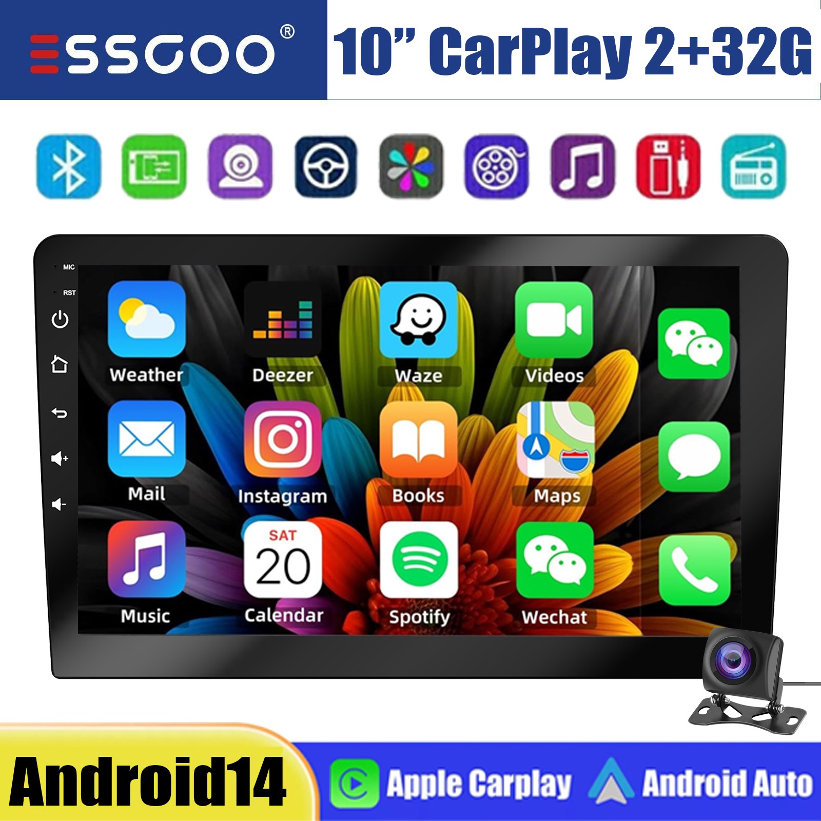 10.1″ 2Din Car Stereo Radio IPS Touch Screen Head Unit WiFi GPS Navi ASP+Camera