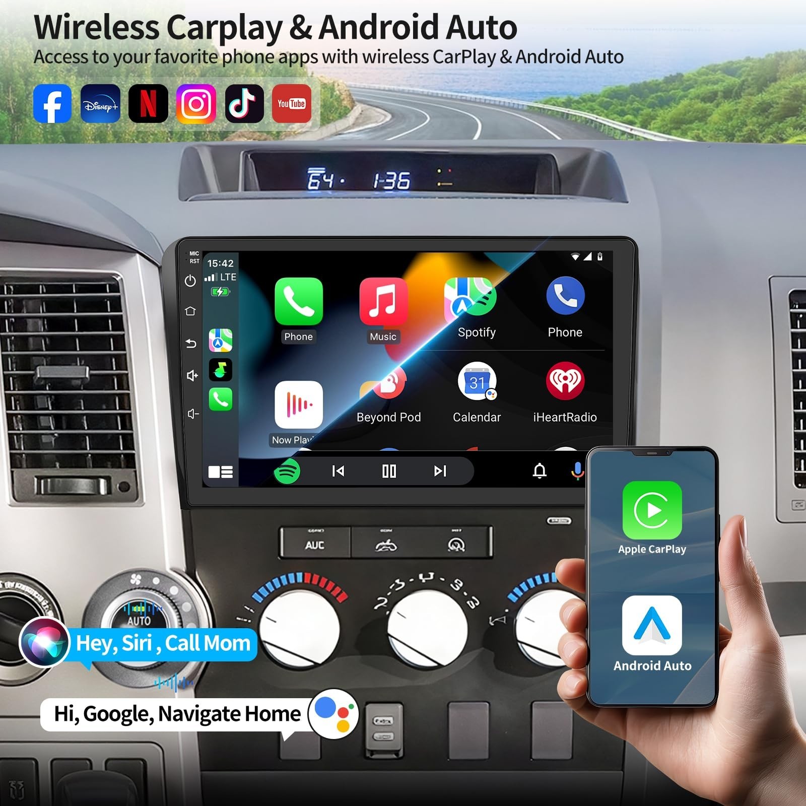 Car Radio for Toyota Tundra 2007-2013 Sequoia 2008-2018 Radio Upgrade with Wi…