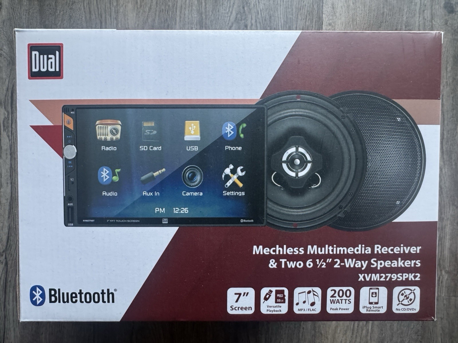Dual 7″ Double Din Multimedia Receiver (NO CD) , W/ 6.5″ 2-Way Car Speakers !