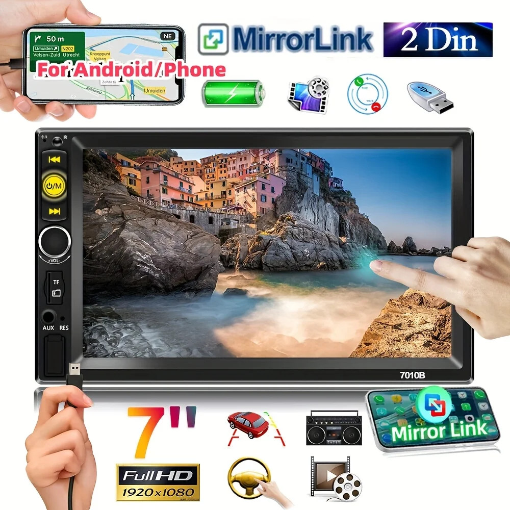 Car MP5 Media Player with USB/TF/AUX Input 2 Din Autoradio with Mirror Link
