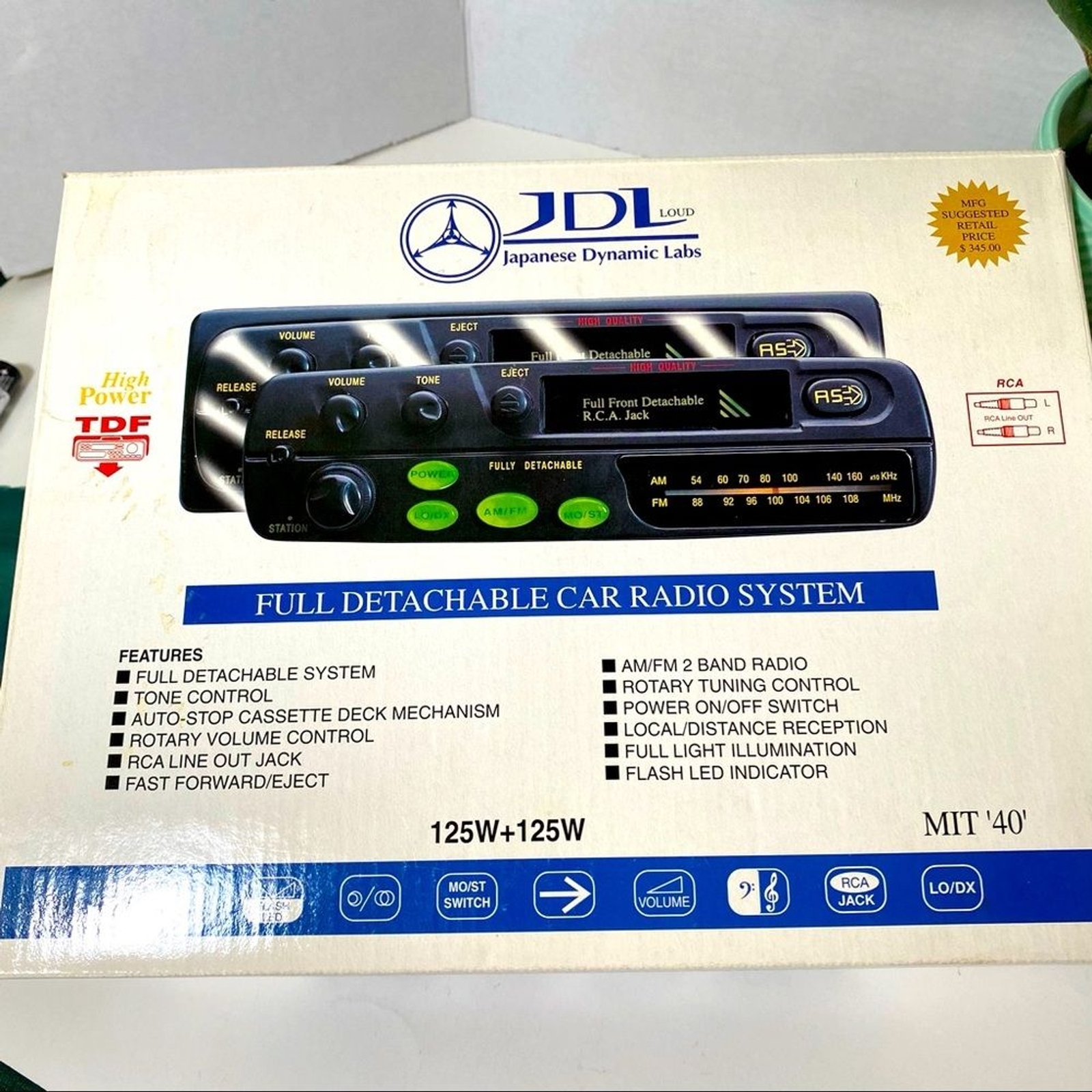 JDL $345 Detachable Face Car Radio System NIB #1307 Lighted, BRAND NEW OPEN BOX
