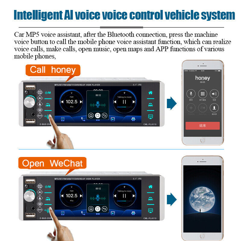 5.1″ Single 1Din Touch Screen Bluetooth Car Stereo Radio Mirror link 3USB FM RDS