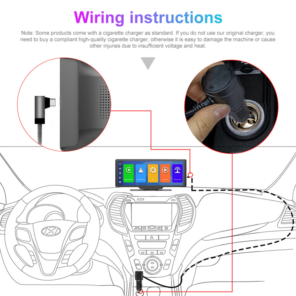 10.26″ Wireless CarPlay Screen Portable Car Stereo Radio Android Auto Screen