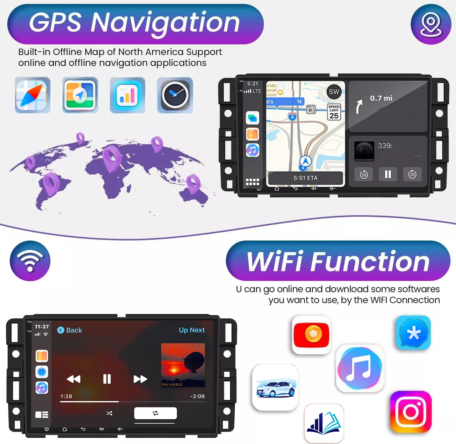 8″ Car Radio CarPlay GPS Stereo For Chevy Silverado Suburban Tahoe 2007-2013 64G