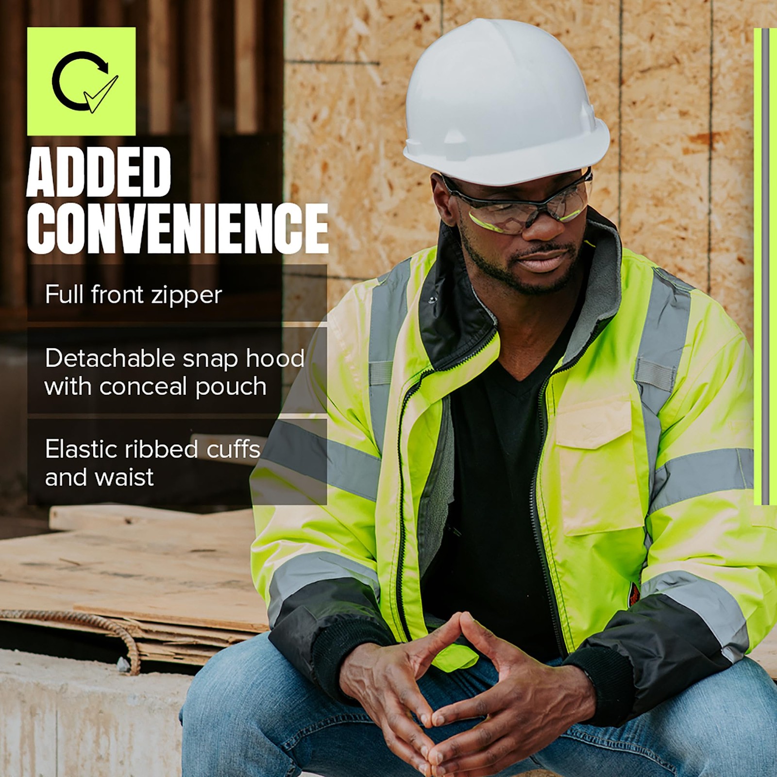 Pioneer Hi Vis Safety Bomber for Men – Waterproof, Reflective ANSI Class 3 Winte