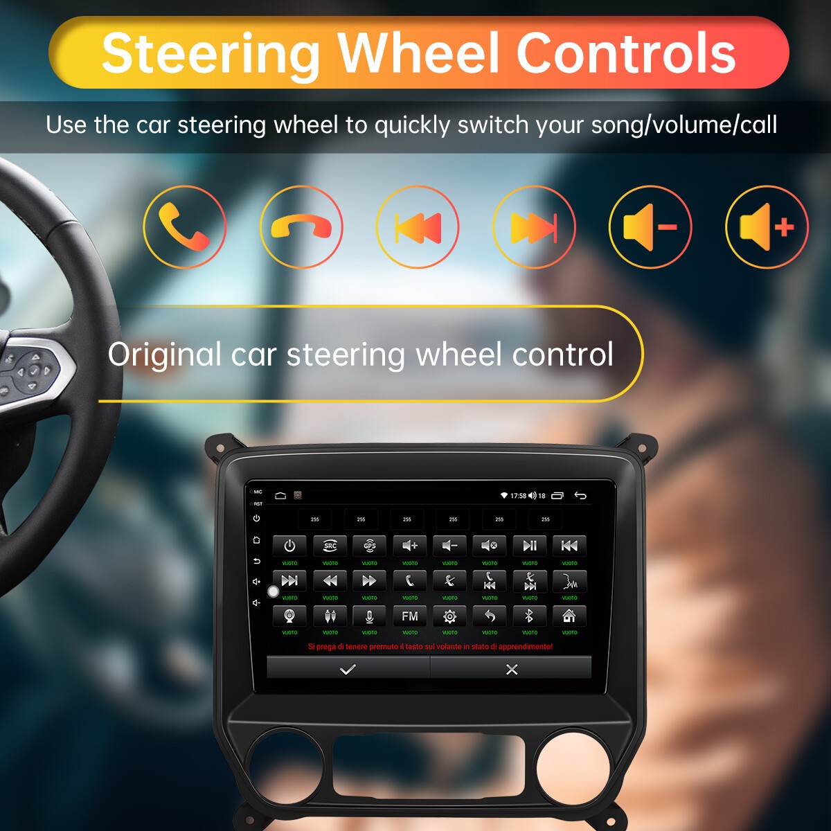 Car Radio Stereo Carplay For 2014-2018 Chevrolet Silverado 4+64G 10in Car Player