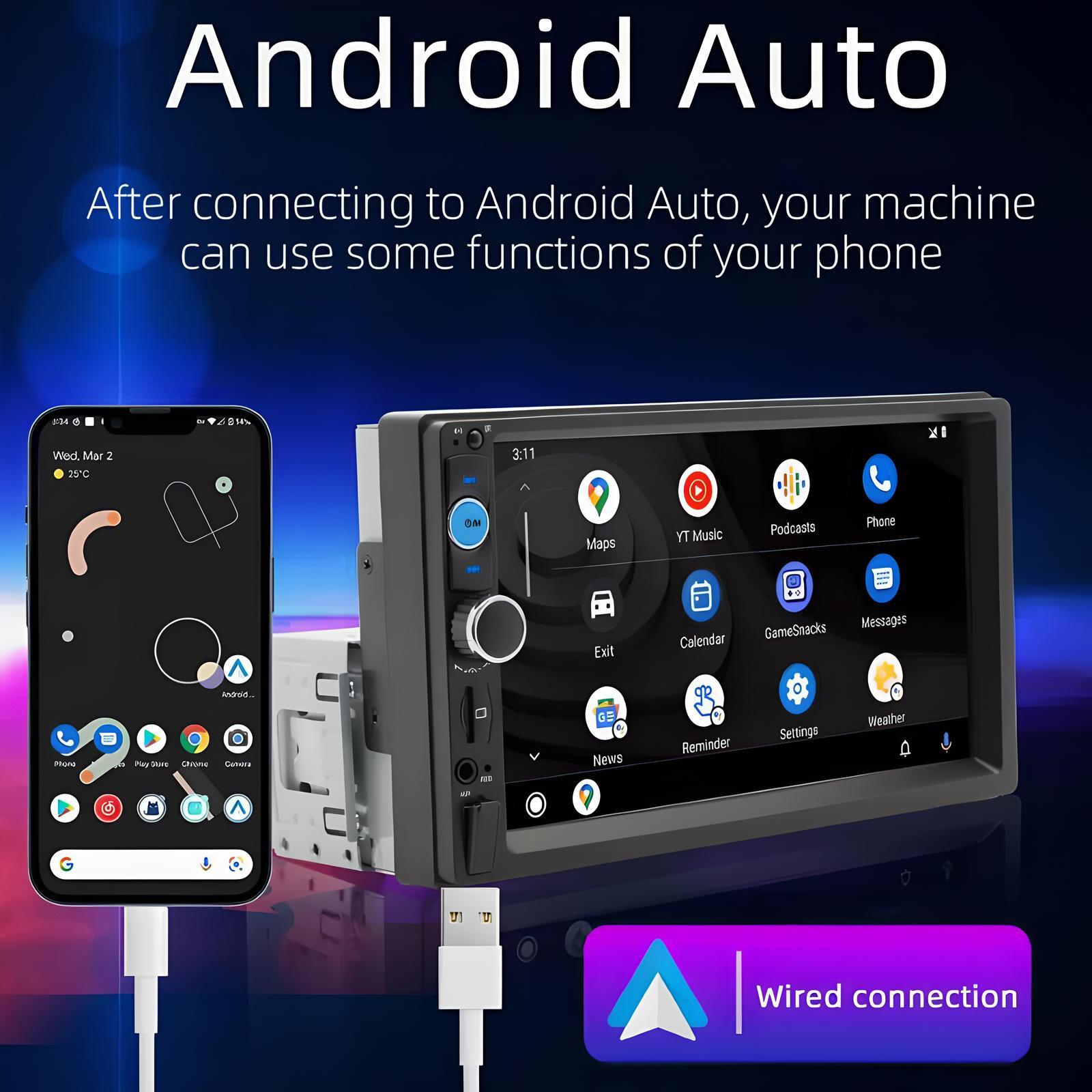 7″ Single 1Din Touch Screen Car Stereo Radio For Apple/Android CarPlay Bluetooth