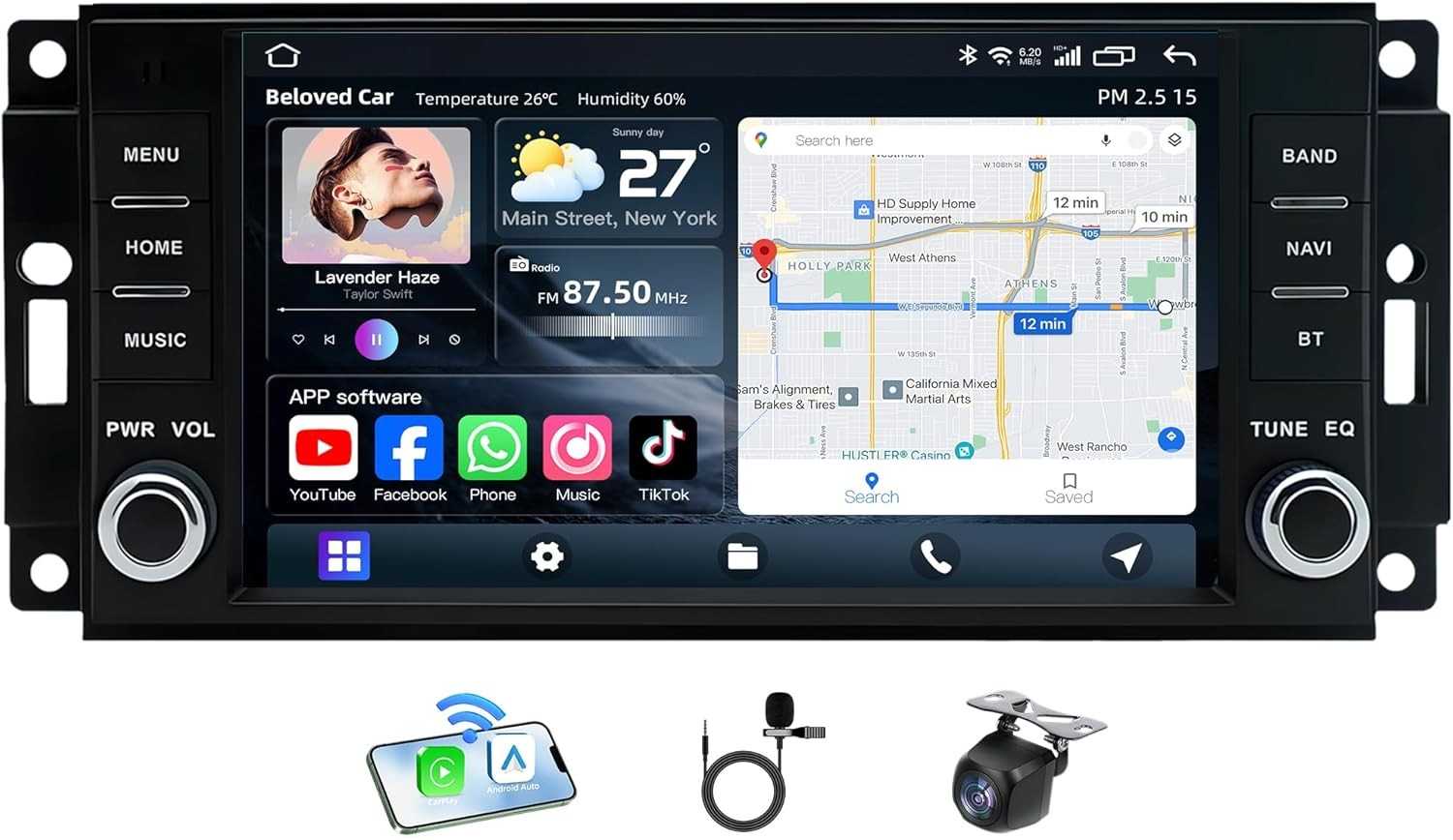 7″ Carplay GPS Navi Radio Stereo For Dodge Challenger 2008-2014 Android RDS Cam