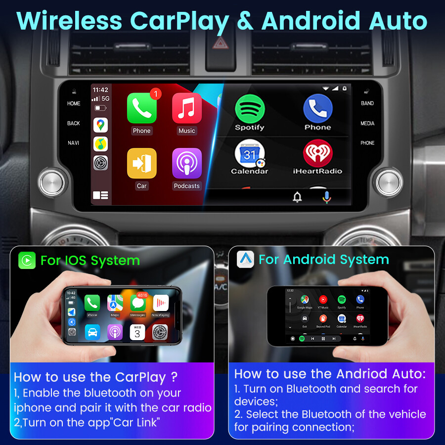 10.33” For 2010-2019 Toyota 4runner Stereo Radio Android 13 Carplay GPS 4+32GB