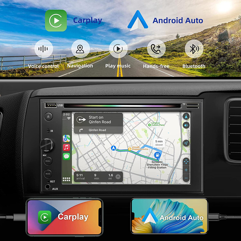 6.2 Inch 2 DIN Universal Car DVD CD Player Stereo Audio Multimedia For Carplay