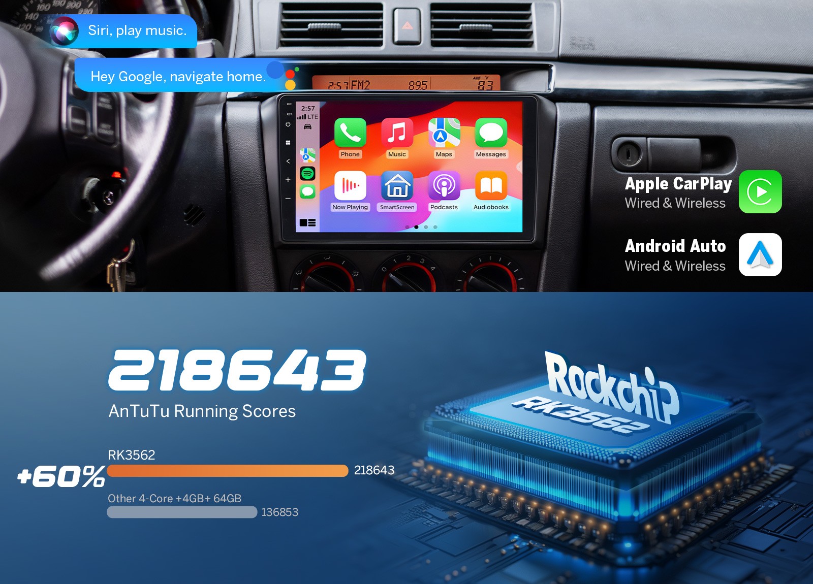Eonon M3BKX7A For 2004-2009 Mazda3 9″ IPS Android 14 4+64 Car Radio CarPlay WiFi