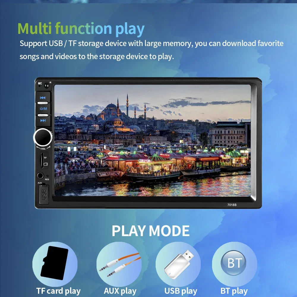 2 DIN 7″ HD Car Stereo FM Radio MP5 Player Bluetooth Touch Screen Rear Camera