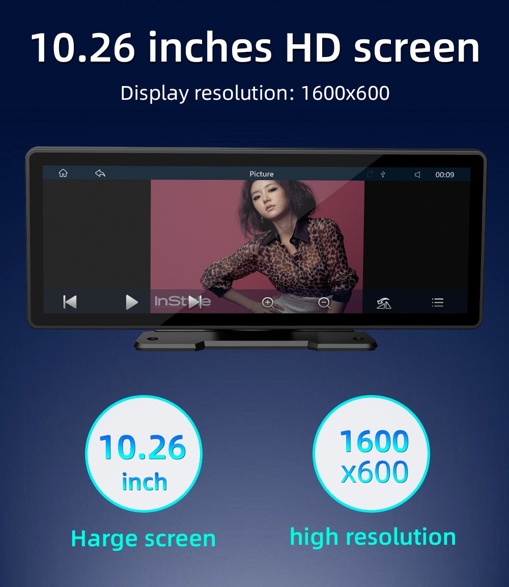 10.26″ Portable Car Stereo Wireless Apple CarPlay Android Auto IPS Screen Radio