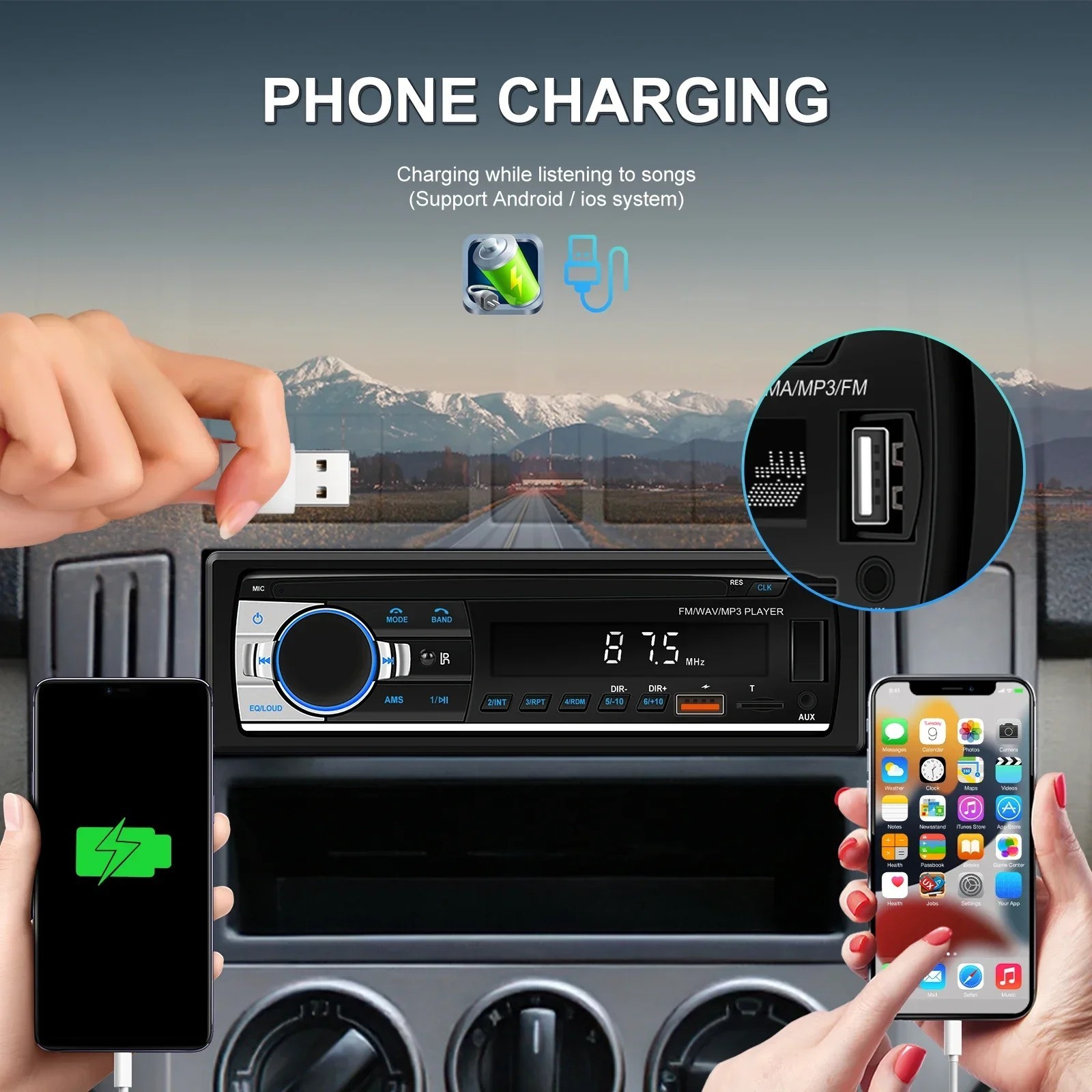 Bluetooth Car Stereo Audio In-Dash FM Aux Input Receiver SD USB MP3 Radio Player