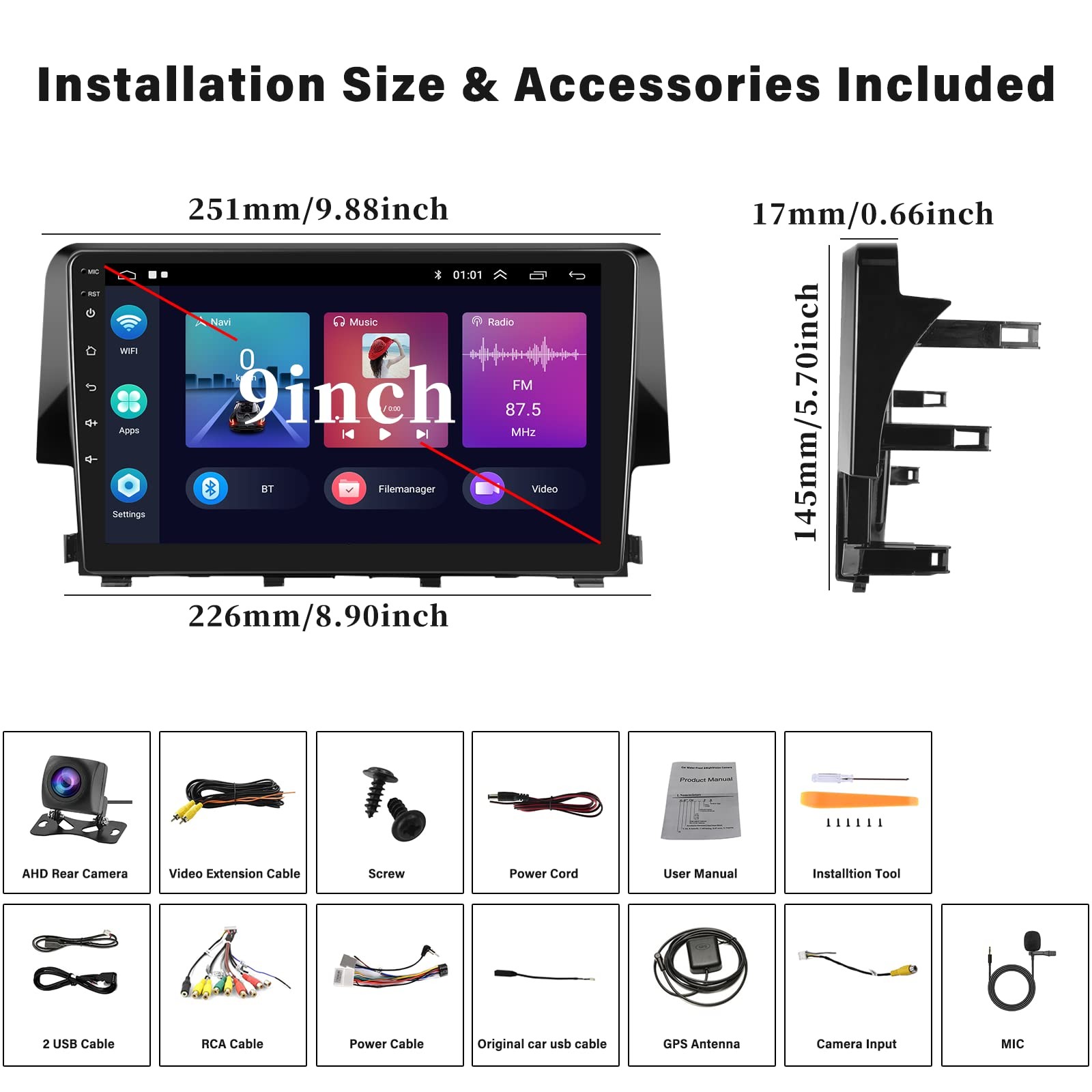 Sixwin Android 13 Car Stereo Radio For Honda Civic 2016 2017 2018 2019 2020