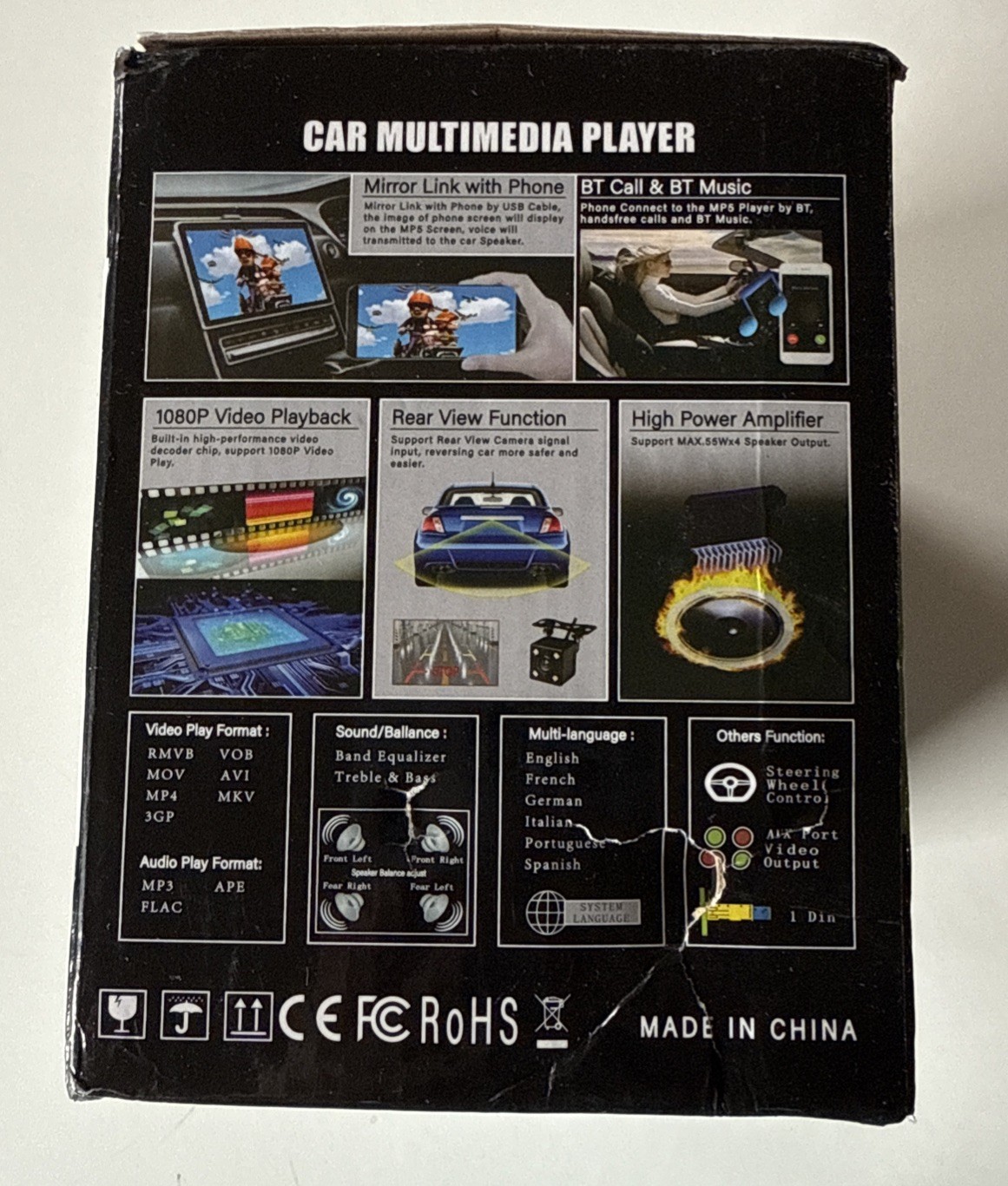 9″ HD Touch Screen Car Multimedia Player, Mountable Wired Wireless Backup Camera