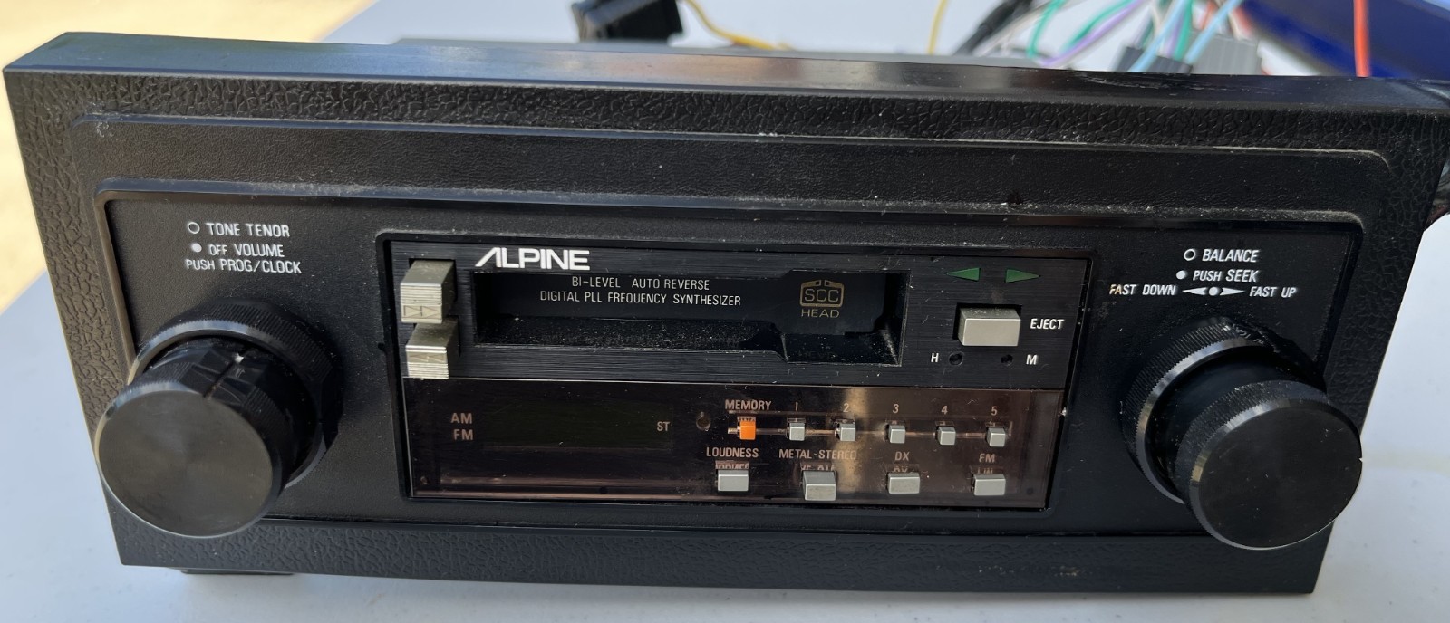 Vintage Alpine 7128 Car Stereo AM/FM Cassette Player; Mopar Mounting Brackets