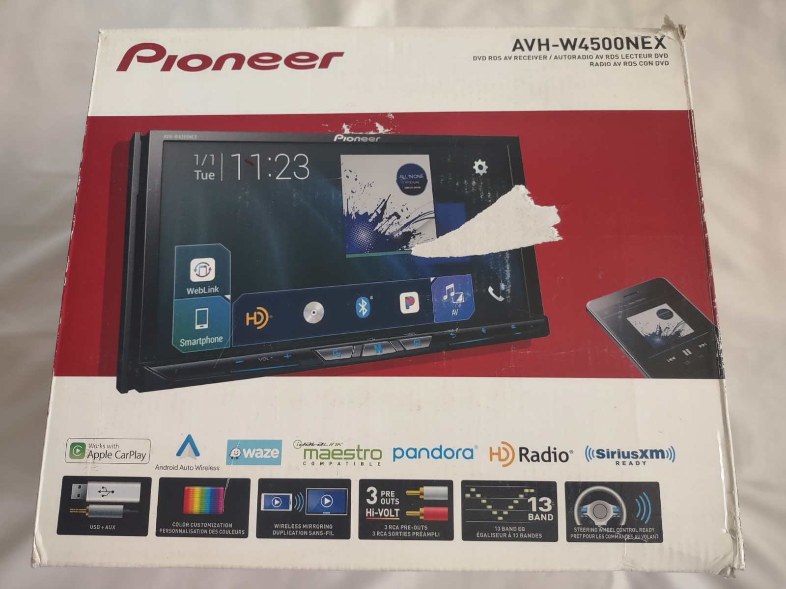 Pioneer AVH-W4500NEX Wireless Apple CarPlay & Android Auto DVD CD HDMI 6.94″ HD